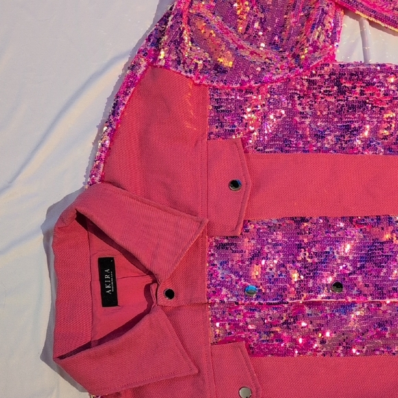 AKIRA Bold Pink Sequined Jacket - Picture 4 of 4